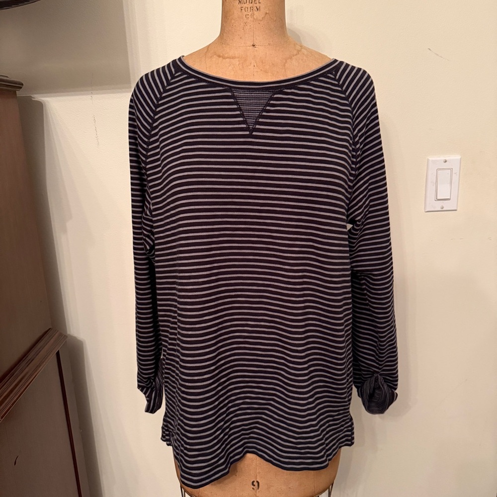Lauren Ralph Lauren Navy White Striped Long Sleeve Top